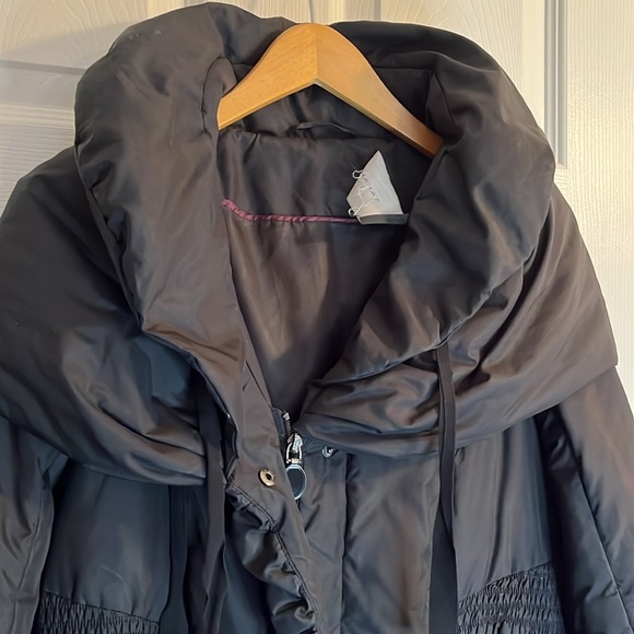 ❤️Tahari winter down puffer jacket women’s black statement collar - Picture 4 of 16
